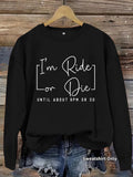 Letter pattern printed round neck fleece hoodie