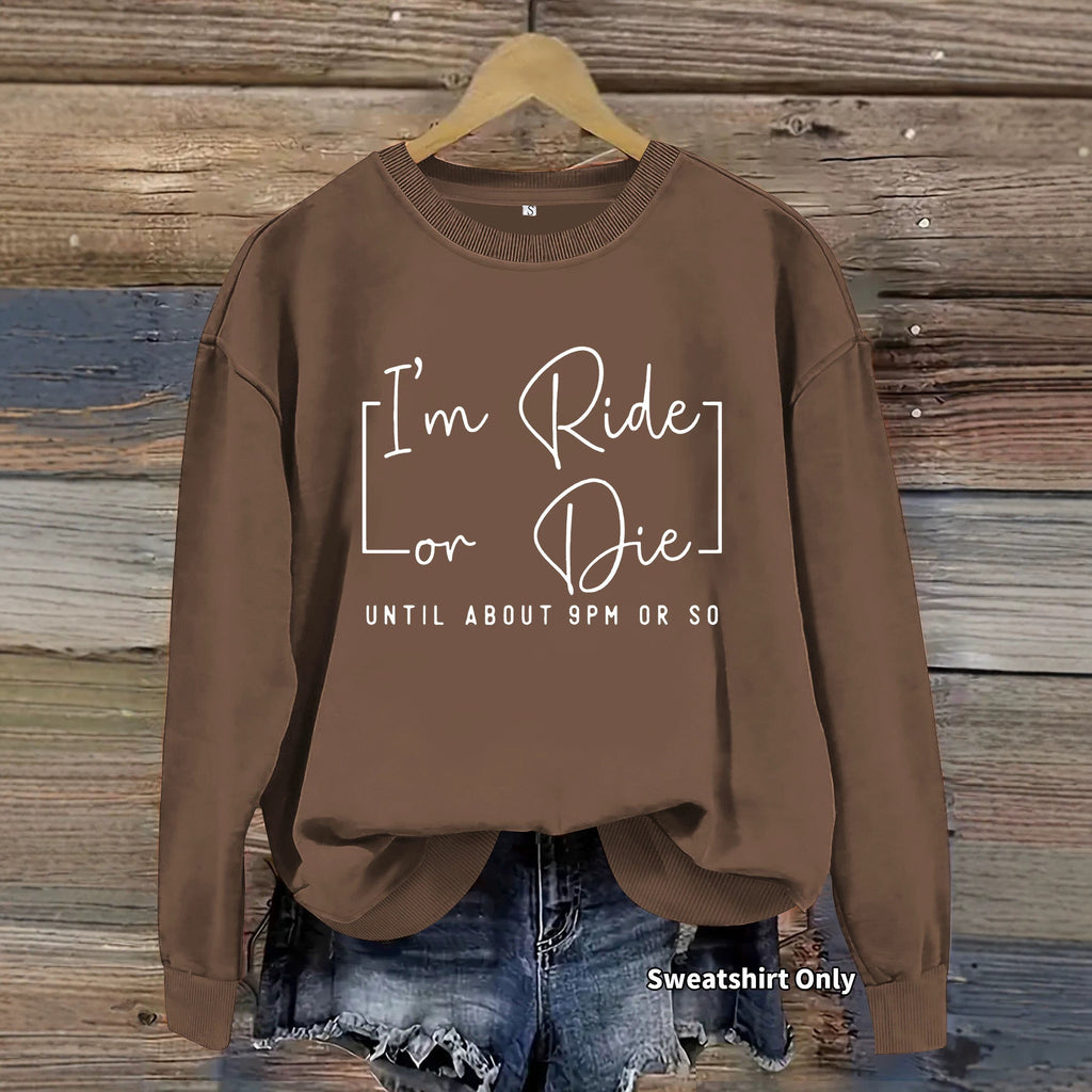 Letter pattern printed round neck fleece hoodie