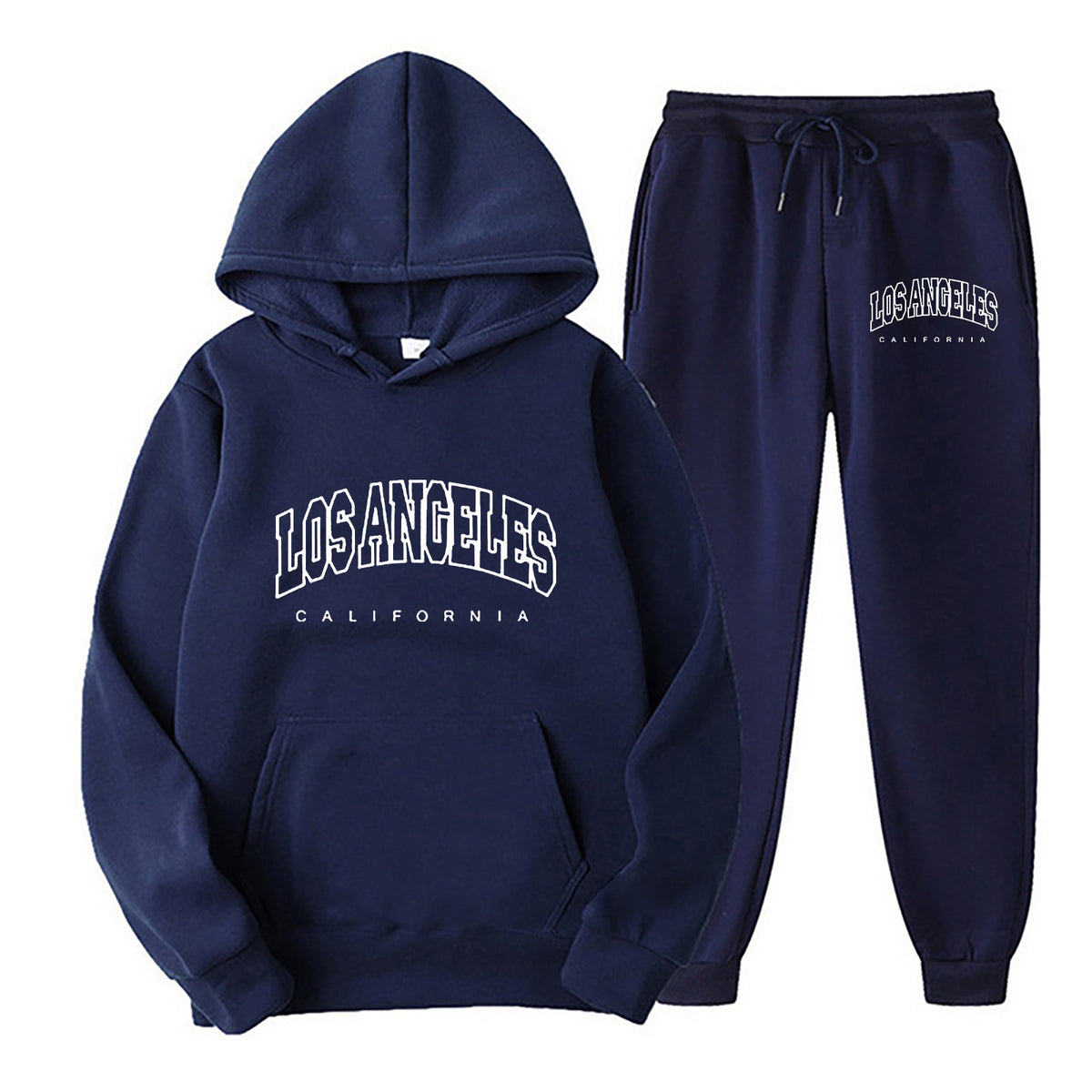 Long Sleeve Pullover Hoodie Sweatpants Set Plus Size Fleece Lined Unisex Tracksuit