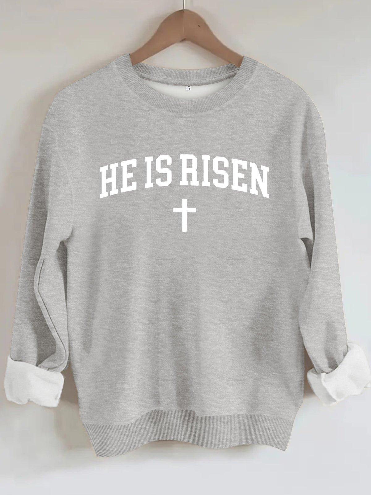 Letter printed round neck fleece hoodie