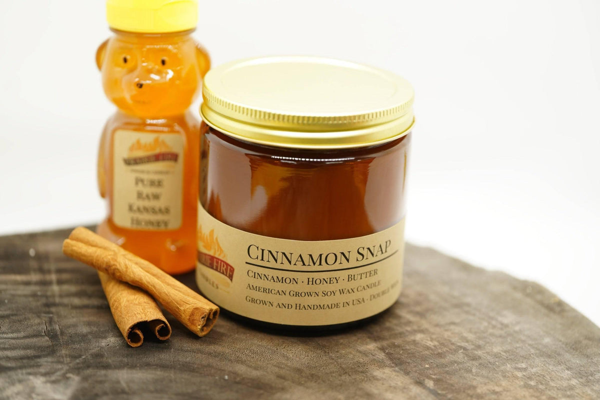 Cinnamon Snap Soy Wax Candle | 16 oz Double Wick Amber Apothecary Jar